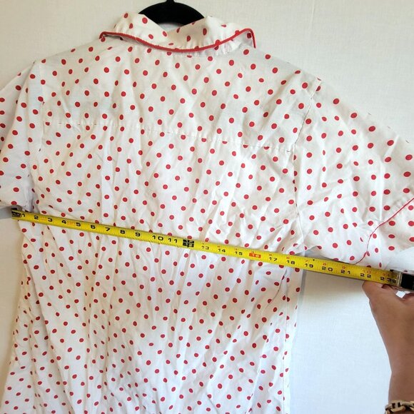 Vintage 80s Nightgown Womens Medium Night Shirt Red White Nite Mates Polka Dot - Picture 3 of 6